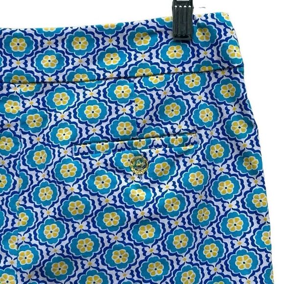 EP PRO Golf Shorts Women’s Medium Bermuda Blue Yellow White Floral Performance - Picture 4 of 9
